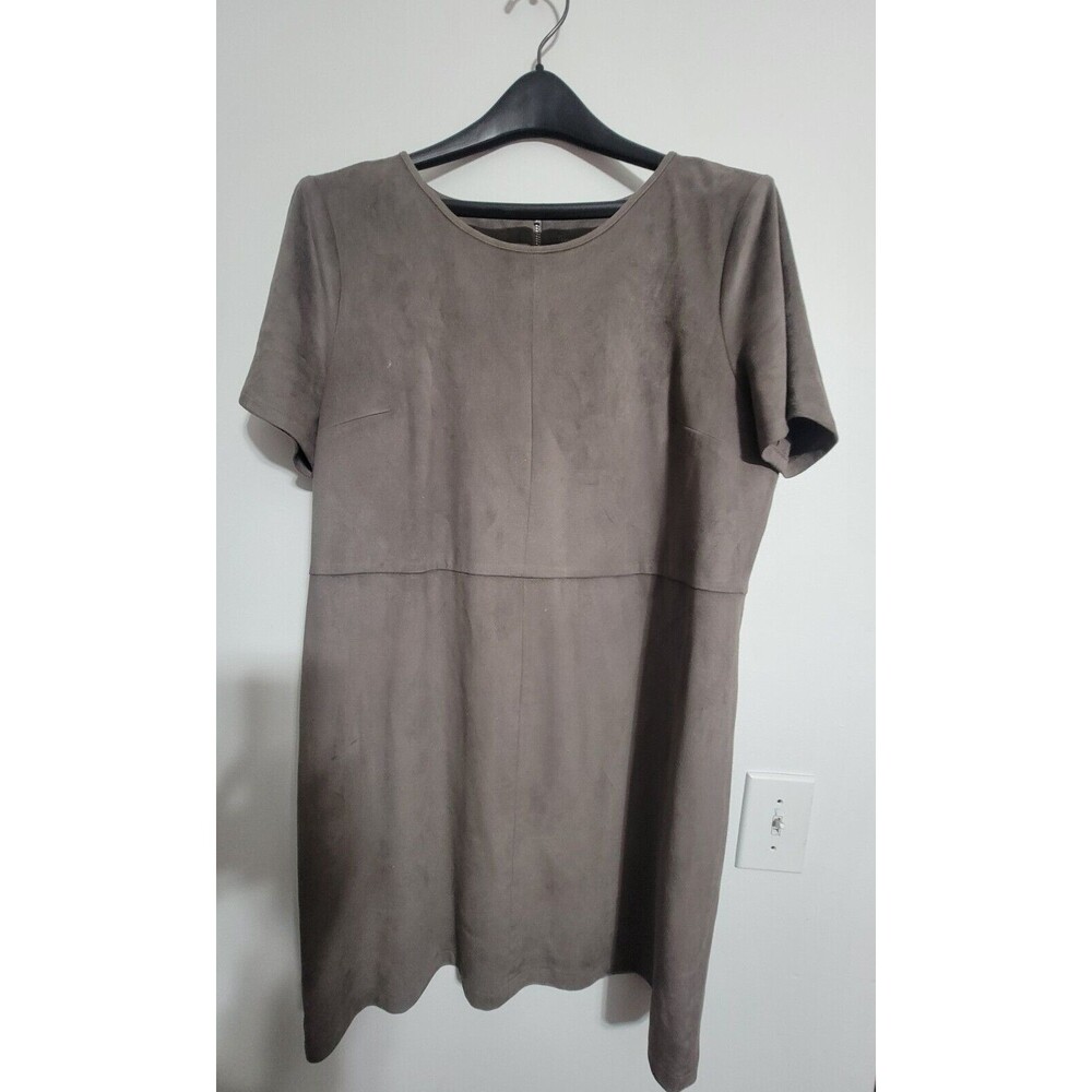Vince Camuto Short Sleeve Faux Suede Dress Business ALine Size 12
